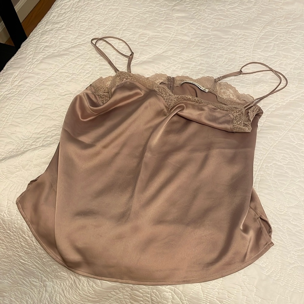 Beautiful lace, detailed tank; blush colored
